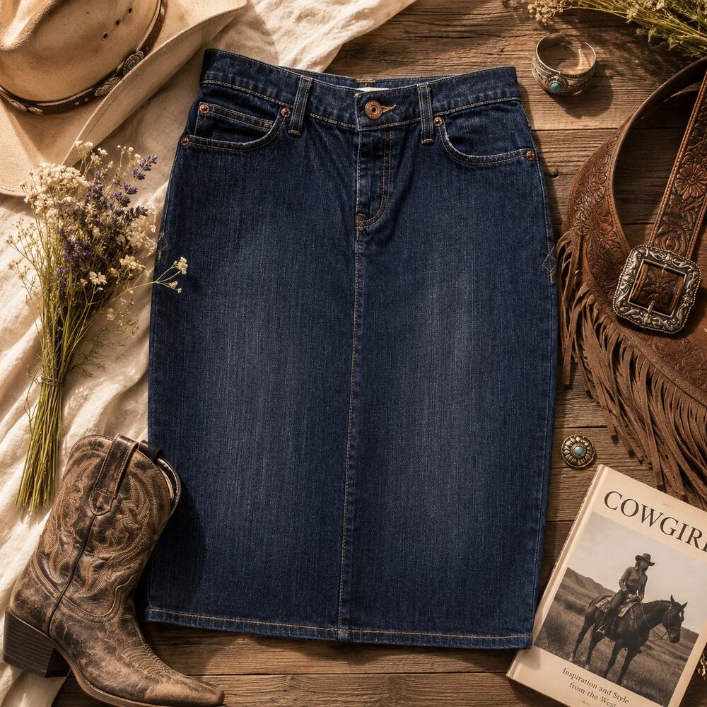 Old Navy Below The Waist Stretch Denim Skirt With Slit In Back Size 4